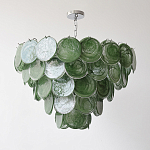 Люстра из зеленых стеклянных дисков с перламутровым эффектом Green Glowing Glaze варинант исполнения - 5 | Loft Concept в Грозном