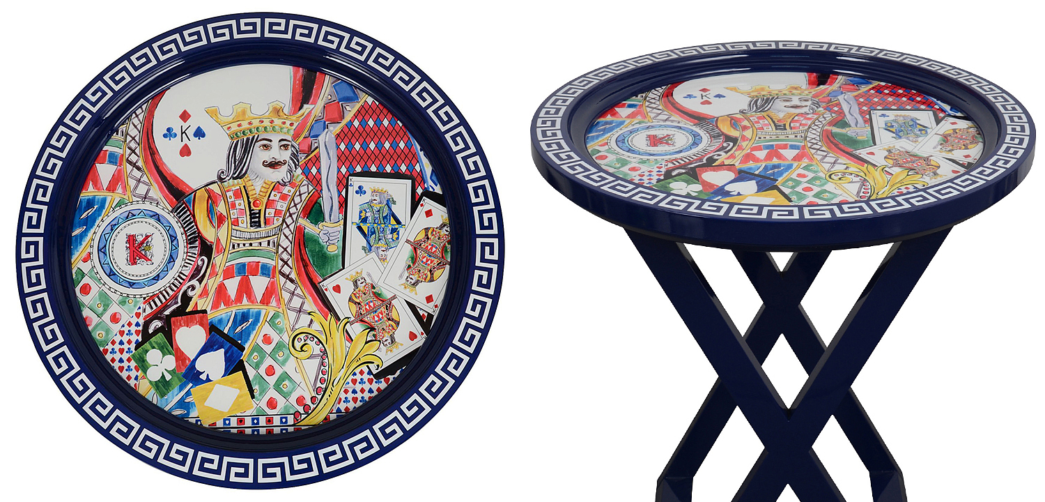 Приставной стол Playing Cards Painted Round Countertop Side Table Приставной стол Playing Cards Painted Round Countertop Side Table - Loft-Concept в Грозном
