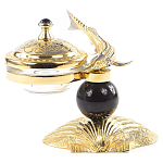 Икорница с декором "Стерлядка на ракушке" с гравировкой на подставке из натурального камня Обсидиан Decorative Cavair Dishes варинант исполнения - 1 | Loft Concept в Грозном