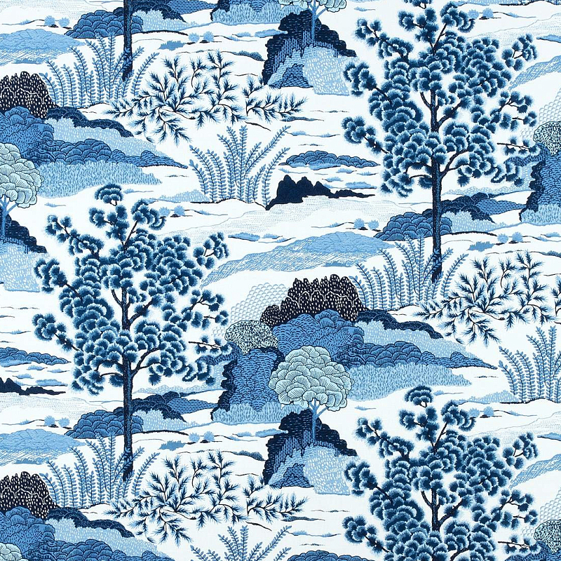 Ткань Blue landscape синий пейзах T3-89  в Грозном | Loft Concept 