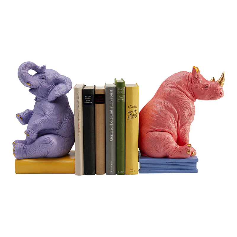 Держатель для книг Elephant and Rhinoceros Bookend Мульти в Грозном | Loft Concept 