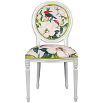 Стул светло-серый из натурального бука с изображением птиц и цветов Blooming Red Birds варинант исполнения - 1 | Loft Concept в Грозном