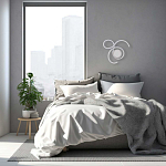 Бра белого цвета с изогнутыми световыми линиями и круглым основанием Luke Lampco Tracer Lamp варинант исполнения - 7 | Loft Concept в Грозном