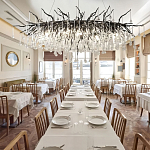 Люстра черная овальная с прозрачными стеклянными подвесками в форме капель FAIRYTREE Light варинант исполнения - 1 | Loft Concept в Грозном