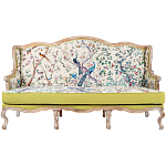 Диван из натурального бука бежевый с изображением птиц и цветов Beige Green Chinoiserie Garden Sofa варинант исполнения - 1 | Loft Concept в Грозном