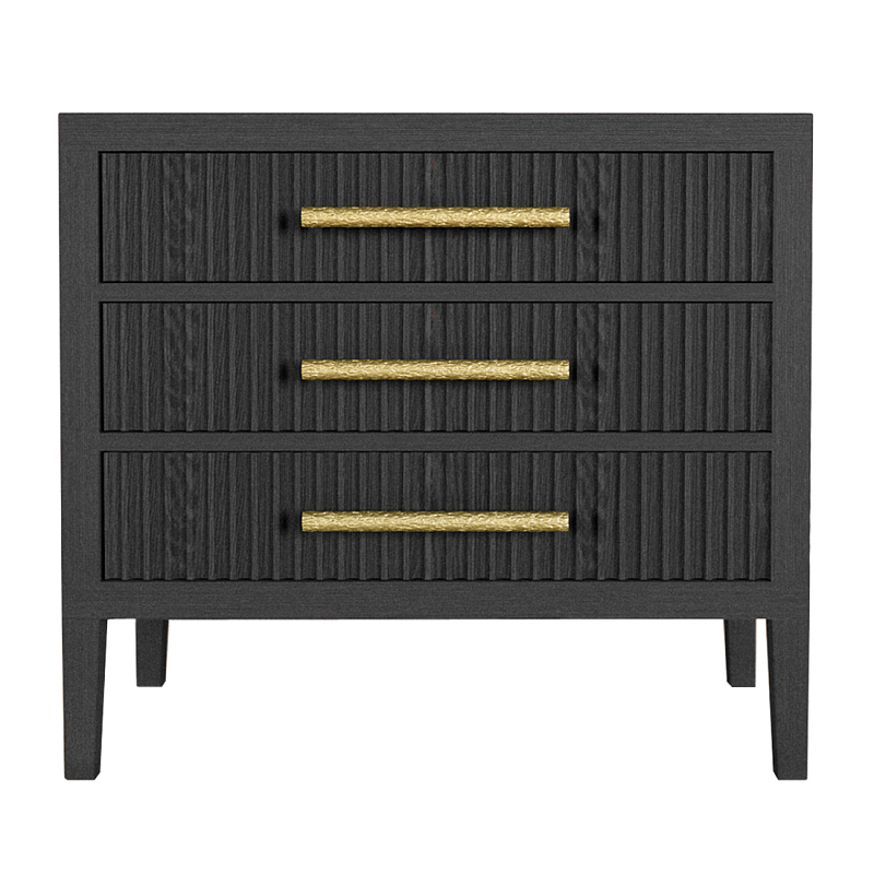 Тумба Primo  с тремя ящиками шпон Черный дуб Черный Золотой в Грозном | Loft Concept 