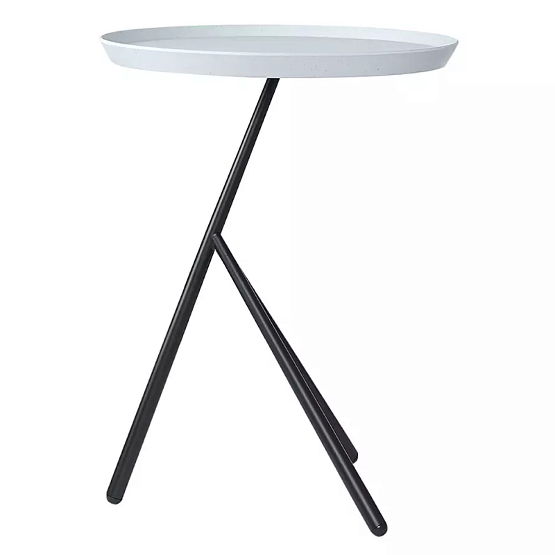 Столик приставной с круглой серой столешницей и черным основанием Round Stable Table Серый Черный Столик приставной с круглой серой столешницей и черным основанием Round Stable Table Серый Черный в Грозном | Loft Concept