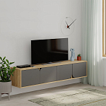 ТВ-тумба подвесная цвета древесины с 4-мя темно-серыми дверцами SPARK TV STAND OAK ANTHRACITE варинант исполнения - 3 | Loft Concept в Грозном