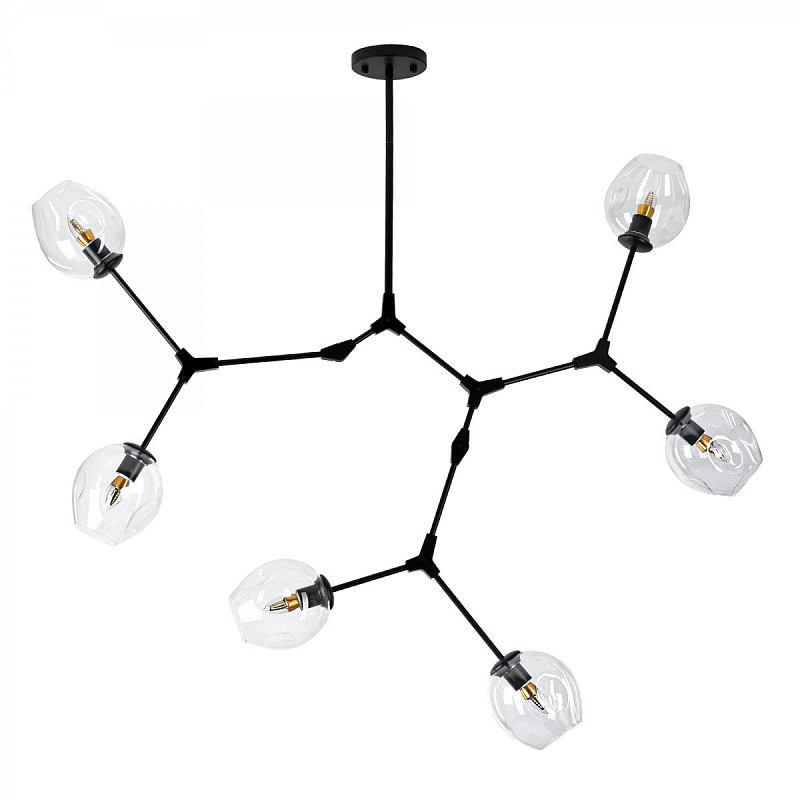 Люстра Сrumpled Glass Bubble Chandelier Black 6 плафонов Черный Прозрачное Стекло Люстра Сrumpled Glass Bubble Chandelier Black 6 плафонов Черный Прозрачное Стекло в Грозном | Loft Concept