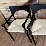 Стул дизайнерский с плетеным сидением Kronos Dining Chair Black варинант исполнения - 2 | Loft Concept в Грозном