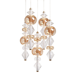Люстра с плафонами из прозрачного и янтарного стекла в виде шаров и ромбов Gabriel Scott Luna варинант исполнения - 1 | Loft Concept в Грозном