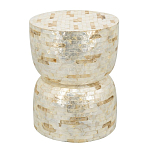 Приставной столик с мозаичным рисунком из раковин устриц Bone Inlay варинант исполнения - 1 | Loft Concept в Грозном