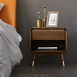Прикроватная деревянная тумба с ящиком и нишей для хранения Moon Walnut Furniture варинант исполнения - 1 | Loft Concept в Грозном