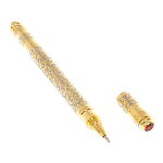 Ручка шариковая металлическая с гравировкой и красным фианитом в деревянной коробке Metal Pens варинант исполнения - 2 | Loft Concept в Грозном