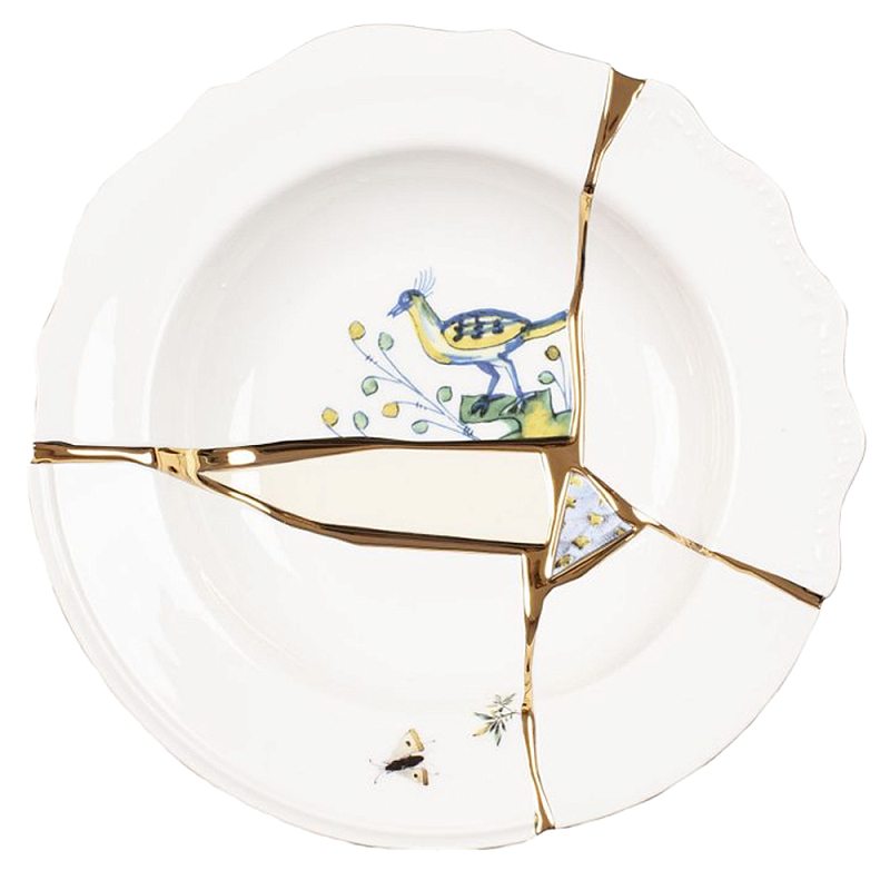 Тарелка глубокая Seletti Kintsugi Белый Золотой Мульти Тарелка глубокая Seletti Kintsugi Белый Золотой Мульти в Грозном | Loft Concept