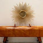 Зеркало-солнце круглое в раме из металла с золотыми с лучами Rays of Peace варинант исполнения - 2 | Loft Concept в Грозном