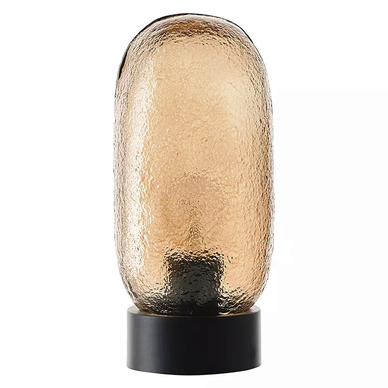 Настольная лампа с янтарным рельефным плафоном Lamp with Frozen Glass Effect Янтарный Черный Настольная лампа с янтарным рельефным плафоном Lamp with Frozen Glass Effect Янтарный Черный в Грозном | Loft Concept