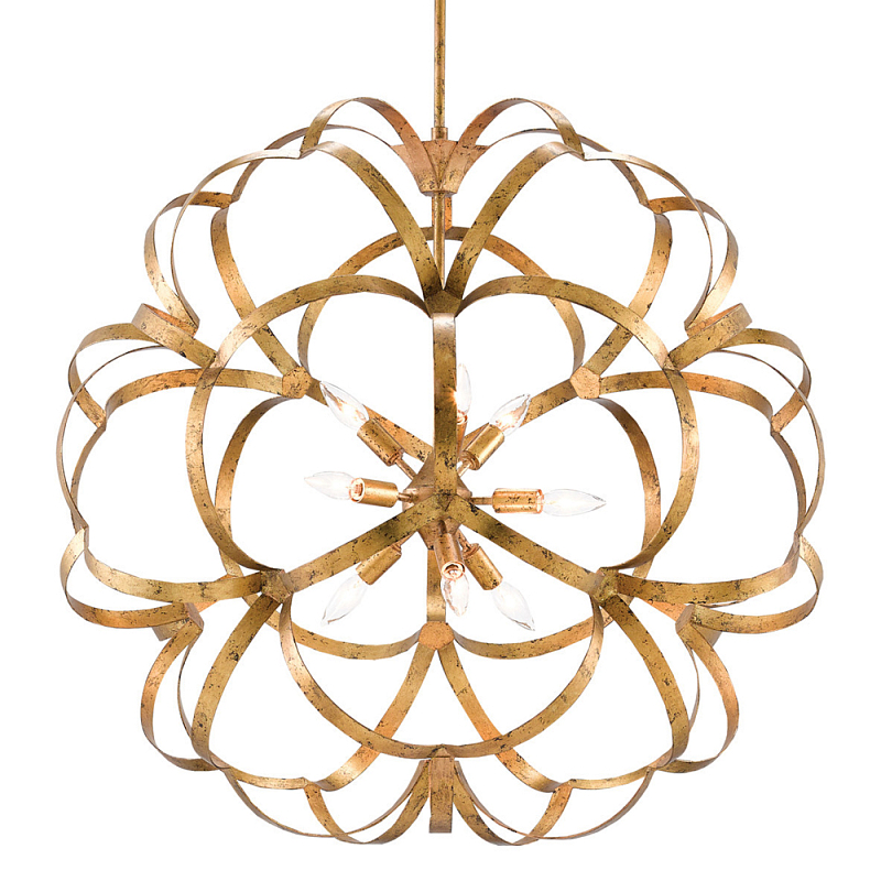Люстра круглая в виде объёмного цветка Golden Flower Sphere Золотой Люстра круглая в виде объёмного цветка Golden Flower Sphere Золотой в Грозном | Loft Concept