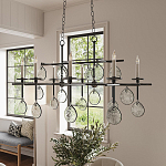 Люстра подвесная с 8-ю лампами и стеклянными круглыми подвесками Currey & Company варинант исполнения - 3 | Loft Concept в Грозном