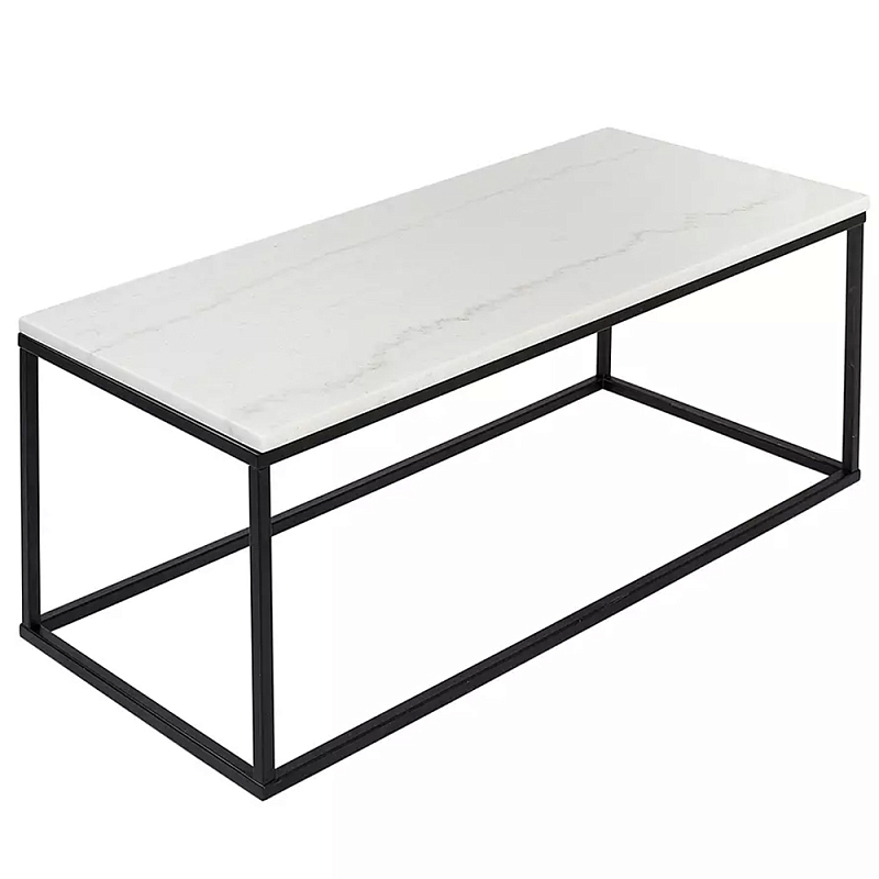 Журнальный столик прямоугольный White Marble Surface Белый Черный Журнальный столик прямоугольный White Marble Surface Белый Черный в Грозном | Loft Concept