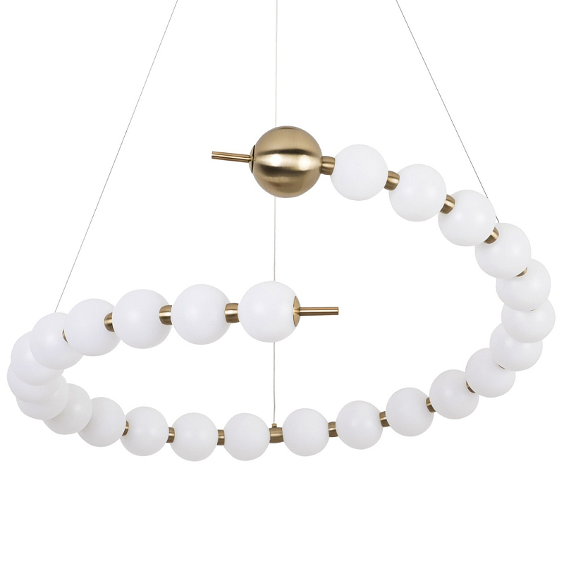 Люстра в виде спирали с сферическими акриловыми плафонами Pearls Suspension Brass Spiral Chandelier Белый Латунь Люстра в виде спирали с сферическими акриловыми плафонами Pearls Suspension Brass Spiral Chandelier Белый Латунь в Грозном | Loft Concept