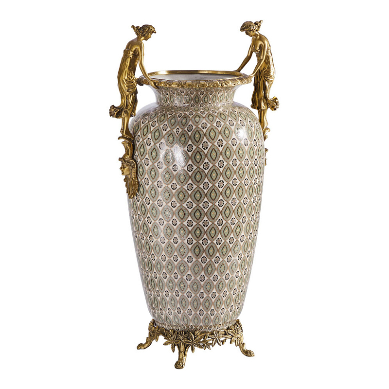 Ваза из фарфора декорированная ручками в виде девушек Paradise Maiden Бронза Мульти в Грозном | Loft Concept 