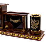 Настольный письменный набор с часами из природного камня обсидиана Royal Set варинант исполнения - 3 | Loft Concept в Грозном