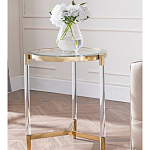 Золотой приставной столик с круглой стеклянной столешницей Weightless Table варинант исполнения - 8 | Loft Concept в Грозном