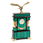 Часы настольные из натурального камня Малахит с декором в виде орла Eagle Stone Clock варинант исполнения - 2 | Loft Concept в Грозном
