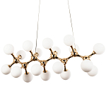Линейная люстра с плафонами из стеклянных шаров Pearls Suspension Linear Gold Chandelier варинант исполнения - 1 | Loft Concept в Грозном