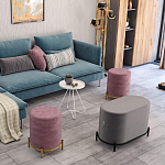 Банкетка круглая пыльно-розовый велюр на 4-х металлических ножках золотого цвета SANJAY варинант исполнения - 6 | Loft Concept в Грозном