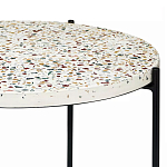 Кофейный столик с круглой разноцветной столешницей на 4-х черных ножках Multicolored Stone Composite варинант исполнения - 2 | Loft Concept в Грозном