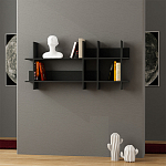 Полка прямая подвесная двухъярусная цвета антрацит BEADS BOOKCASE ANTHRACITE варинант исполнения - 1 | Loft Concept в Грозном