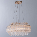 Люстра подвесная многослойная с прозрачными хрустальными трубками и золотистым каркасом Hexagon Tube Light варинант исполнения - 2 | Loft Concept в Грозном