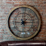 Часы настенные деревянные с римскими цифрами чёрного цвета Clock with History варинант исполнения - 2 | Loft Concept в Грозном