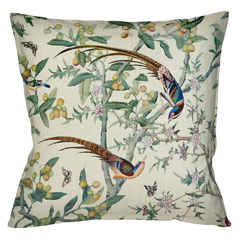 Подушка декоративная с изображением птицы в саду Beige Chinoiserie Birds in the Garden Cushion Мульти Бежевый Подушка декоративная с изображением птицы в саду Beige Chinoiserie Birds in the Garden Cushion Мульти Бежевый в Грозном | Loft Concept