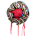 Подушка из джинсовой одежды и вязания Heart&Brain 2 варинант исполнения - 1 | Loft Concept в Грозном