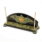 Настольный письменный набор из змеевика с гербом РФ Successful Leader варинант исполнения - 2 | Loft Concept в Грозном