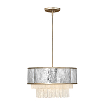 Люстра круглая с подвесками из текстурированного стекла молочного цвета Hinkley варинант исполнения - 9 | Loft Concept в Грозном