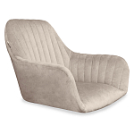 Барный стул со спинкой и подлокотниками на 4-х коричневых деревянных ножках Бежевый Велюр Ava Charm варинант исполнения - 5 | Loft Concept в Грозном