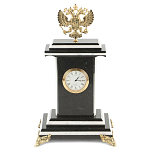 Часы настольные бронзовые с Гербом России из натурального камня Змевик Stone Clock варинант исполнения - 1 | Loft Concept в Грозном