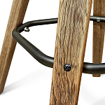 Барный стул со спинкой и металлической подставкой на 4-х деревянных ножках Зеленый Велюр Vendramin Chair варинант исполнения - 7 | Loft Concept в Грозном