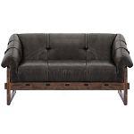 Двухместный диван Duncan винтажная черная кожа варинант исполнения - 1 | Loft Concept в Грозном