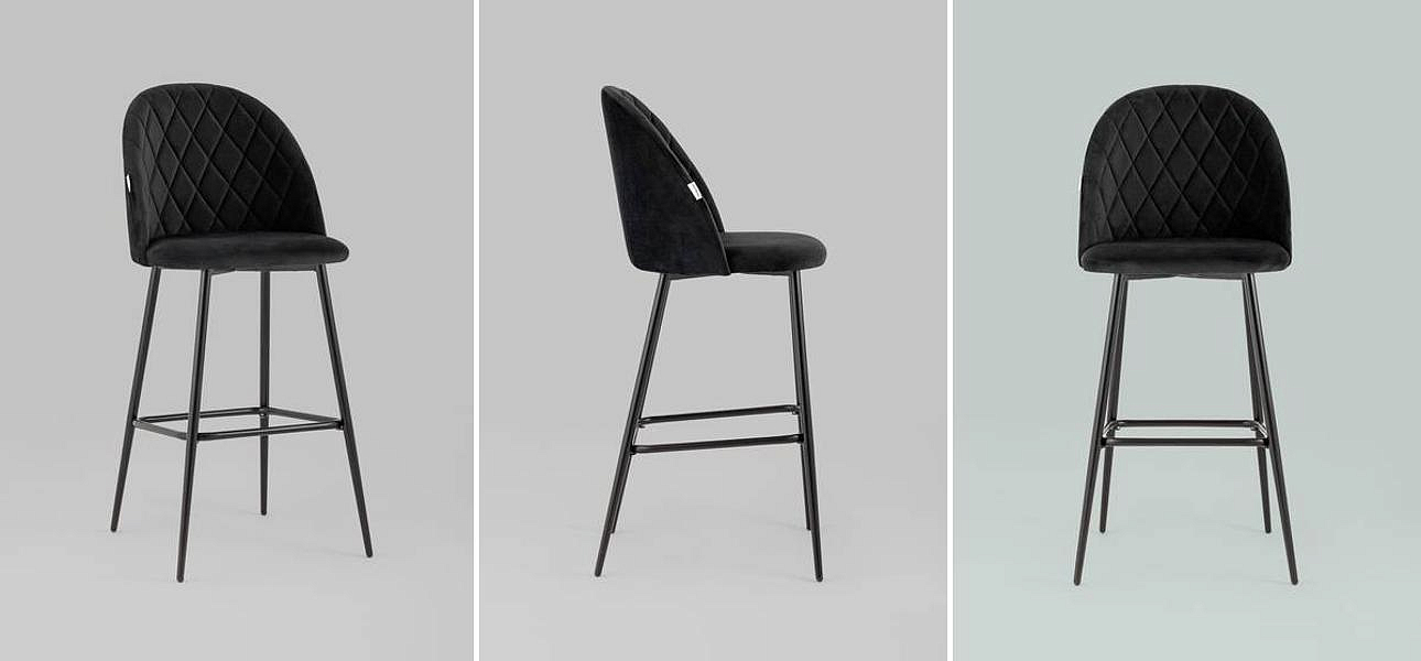 Барный Стул Miruna Rhombus Черный Велюр Барный Стул Miruna Rhombus Черный Велюр - Loft-Concept в Грозном