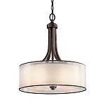 Люстра подвесная с двойным круглым плафоном из органзы и матового стекла Kichler варинант исполнения - 5 | Loft Concept в Грозном