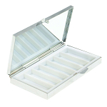 Таблетница карманная прямоугольная на 7 отделений с зеркалом и накладкой из натурального камня Содалит Silver Stone Pillboxes варинант исполнения - 2 | Loft Concept в Грозном