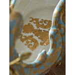 Чаша голубого цвета с оранментом и и бронзовыми фигурами леопардов Eden Garden варинант исполнения - 11 | Loft Concept в Грозном