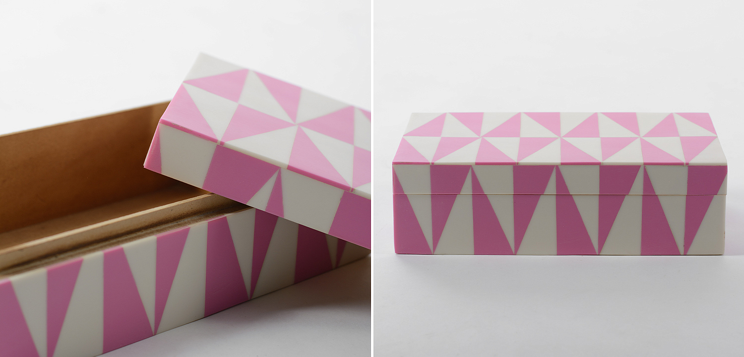 Шкатулка Pink Triangles Bone Inlay Box Шкатулка Pink Triangles Bone Inlay Box - Loft-Concept в Грозном