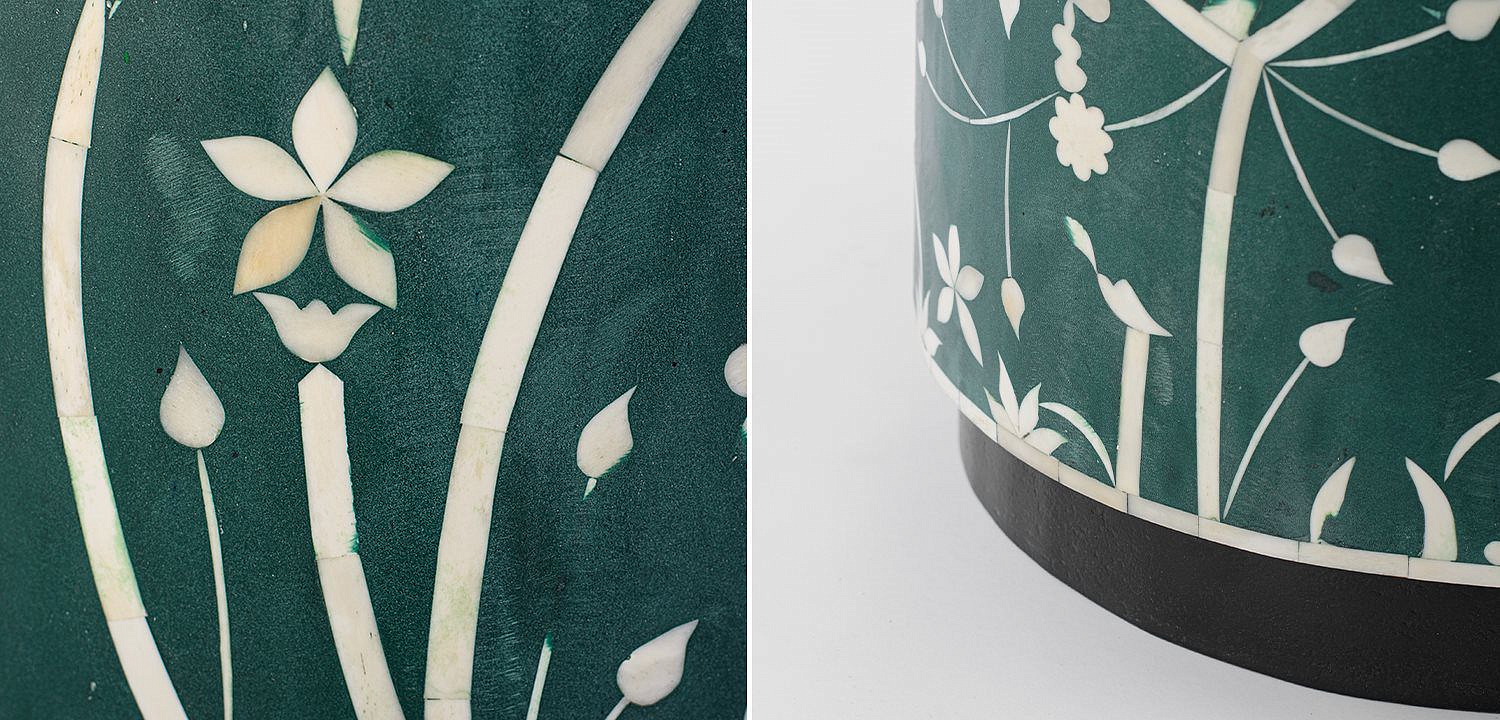Табурет Green Flower Indian Bone Inlay stool Табурет Green Flower Indian Bone Inlay stool - Loft-Concept в Грозном