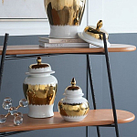 Ваза белая с крышкой и золотистыми фрагментами 24 см Chinoiserie Ceramics варинант исполнения - 4 | Loft Concept в Грозном